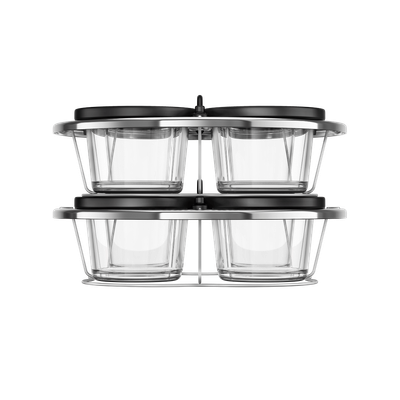 Set de 8 recipiente de sticlă cu capac și suport Tefal XA6140E0, compatibile cu aparatul de gătit multicooker Tefal Cook4me, seriile CY85xx, CY91xx, transparent