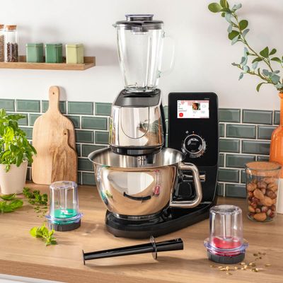 Set accesorii 5-in-1 pentru robot de bucatarie Tefal I-Coach Mix & Drink XF650038, zdrobire gheata, preparare smoothie, tocare si macinare