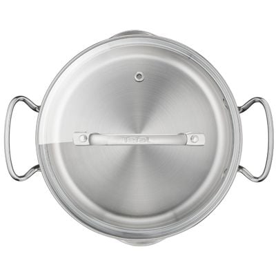 Set de 7 piese Tefal Duetto+ G719S735, oale cu capac de sticlă 16 / 20 / 24 cm, cratiță 16 cm, inducție, inox, mânere nituite, margini turnare, gradații interioare, argintiu