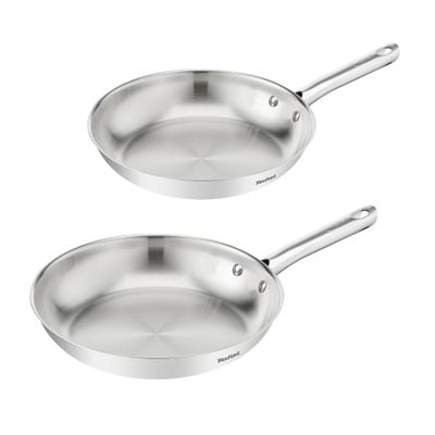 Set de tigăi cu 2 piese Tefal Duetto On B866S234, 24/28 cm, oțel inoxidabil, bază Thermo-Fusion™, inducție