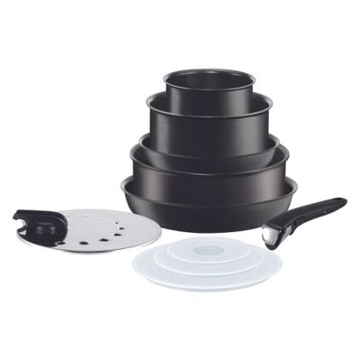 Set de 10 piese Tefal Ingenio Performance L6549603, inducție, m&acirc;ner detașabil, &icirc;nveliș antiaderent 100% sigur, stivuibil, negru