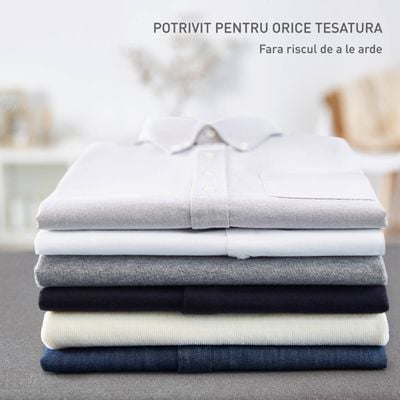 Stație de călcat cu abur Tefal Express Vision SV8156E0, 2800W, 8 bari, abur variabil 0 - 130 g/min, jet de abur până la 130 g/min, colector pentru calcar, rezervor apă 1.8L, negru & alb