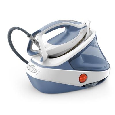 Stație de călcat de înaltă presiune Tefal Pro Express Ultimate GV9710E0, 3000W, 7.6 bari, jet de abur 580 g/min, abur variabil pana la 155 g/min, rezervor apa 1.2l, colector anticalcar, alb & albastru