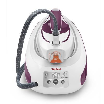 Stație de călcat cu abur Tefal Express Anti-Calc SV8054E0, 2800W, 6.5 bari, 1.8L, talpă Durilium AirGlide, alb & violet
