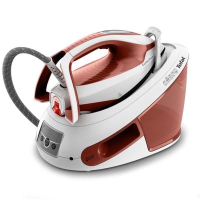 Stație de călcat cu abur Tefal Express Power SV8110E0, 2800W, rezervor detașabil 1.8L, presiune 6.3 bari, colector anticalcar detașabil, talpă Durilium Airglide Autoclean,Mod Eco, alb & portocaliu