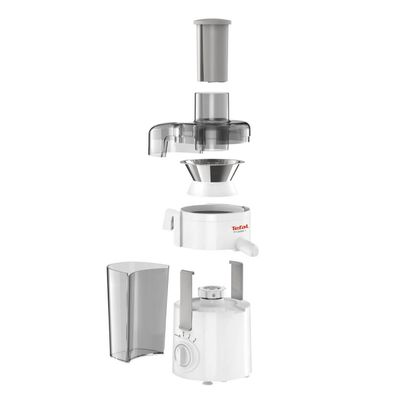 Storcător de fructe și legume Tefal Frutelia+ ZE370138, 350W, 2 viteze, recipient pulpă 0.95L, funcție Pulse, alb