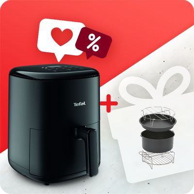 Pachet PROMO Friteuză cu aer cald Tefal Easy Fry Compact EY145810 & Set 4 accesorii 17cm friteuze Basket set XL Tefal XA112010