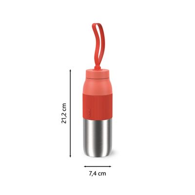 Termos Tefal beYou N2193910, inox, 0.7 L, 100% etanș, capac cu filet, argintiu & portocaliu