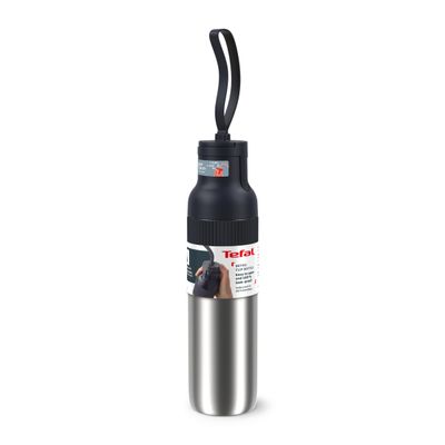 Termos Tefal beYou N3120710, inox, 0.7 L, 100% etanș, capac tip flip, argintiu & negru