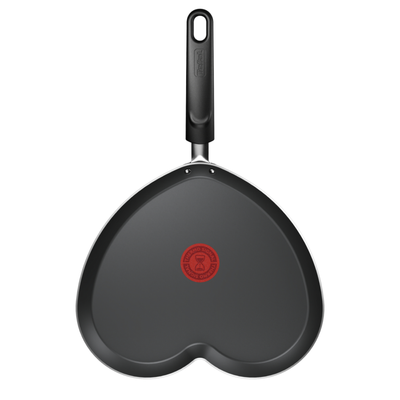 Tigaie de clătite în formă de inimă Tefal Pancake Day B0141002, 25 cm, înveliș antiaderent, indicator Thermo-Signal, baza Diffusion, roșu & negru