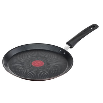 Tigaie pentru clătite Tefal Eco-Respect G2543853, 25 cm, înveliș antiaderent Titanium Pro, Thermo-Signal™, bază Thermo-Fusion™, aluminiu, negru