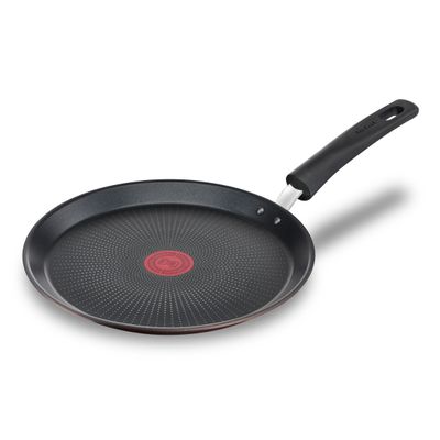 Tigaie pentru clătite Tefal Eco-Respect G2543853, 25 cm, înveliș antiaderent Titanium Pro, Thermo-Signal™, bază Thermo-Fusion™, aluminiu, negru