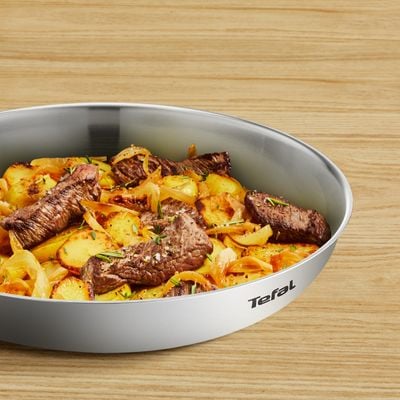 Tigaie Tefal Duetto On B8660234, 20 cm, oțel inoxidabil, bază Thermo-Fusion™, inducție