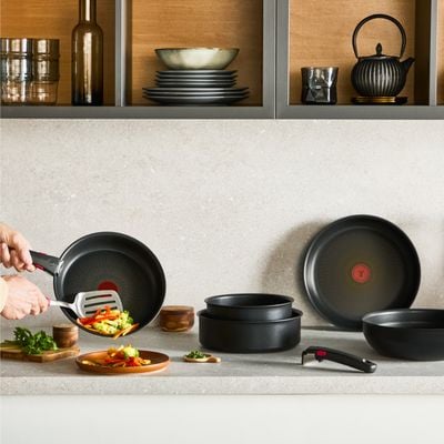 Tigaie Tefal Ingenio Excellence+ P0000624, 28 cm, invelis antiaderent, tehnologie FUSIONCORE, Thermo-Signal&trade;, aluminiu, inductie, negru