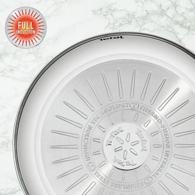 Tigaie Tefal Intuition B8170444 de 24 cm, indicator Thermo-Signal™, inducție, înveliș antiaderent, exterior inox