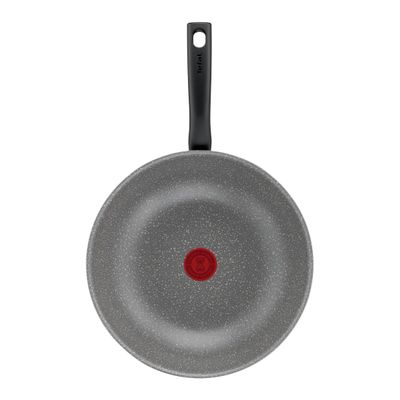Tigaie wok Tefal Cook Natural B5791902, 28 cm, invelis antiaderent Mineralia, indicator Thermo-Signal™, gri