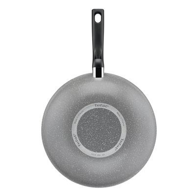 Tigaie wok Tefal Cook Natural B5791902, 28 cm, invelis antiaderent Mineralia, indicator Thermo-Signal™, gri