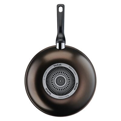 Tigaie wok Tefal XL Intense 28 cm C3841953, aluminiu, invelis antiaderent, 3.6L, tehnologia Thermo-Signal, maro