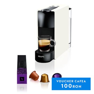 Espressor cu capsule Nespresso Essenza Mini by Krups XN110110, 1310W, presiune 19 bari, rezervor 0.6 L, oprire automată, alb