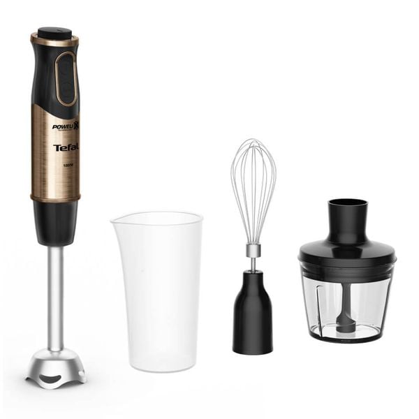Blender vertical Tefal Quickchef Coppertinto 3 în 1 HB656G10, 1000W, tehnologie Powelix, 20 trepte viteza, picior din inox, negru & maro