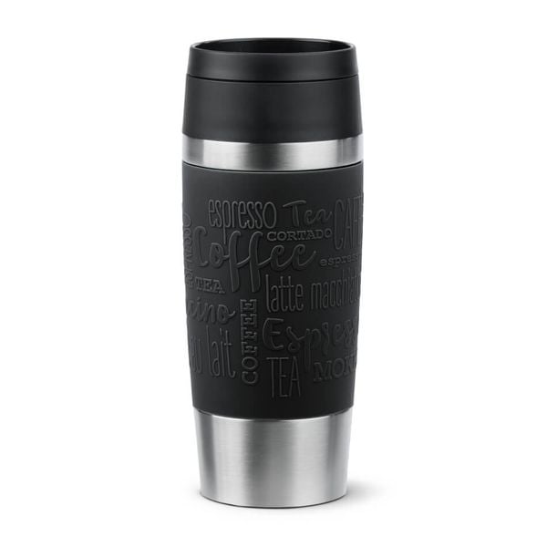 Termos Tefal Travel Mug Classic N2020210, inox, 0.36 L, 100% etanș, functie Quick Press, argintiu & negru