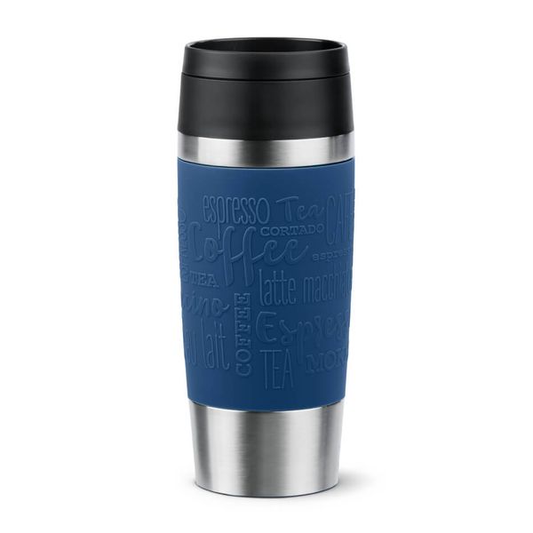 Termos Tefal Travel Mug Classic N2020310, inox, 0.36 L, 100% etanș, functie Quick Press, argintiu & albastru
