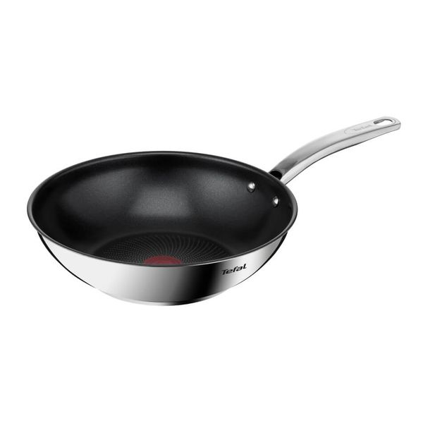 Tigaie wok Tefal Intuition B8171944, 28 cm, indicator Thermo-Signal™, inducție, înveliș antiaderent, exterior inox Tigaie wok Tefal Intuition B8171944, 28 cm, indicator Thermo-Signal™, inducție, înveliș antiaderent, exterior inox