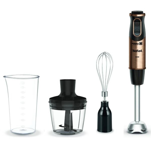 Blender vertical Tefal Quickchef Coppertinto 3 în 1 HB656G10, 1000W, tehnologie Powelix, 20 trepte viteza, picior din inox, negru & maro