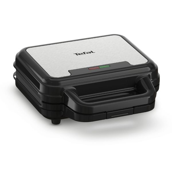 Sandwich maker multifuncțional Tefal UltraCompact 3 &icirc;n 1 SW383D10, 700W, 3 plăci detașabile pentru sandwich-uri, panini și gofre, negru & argintiu
