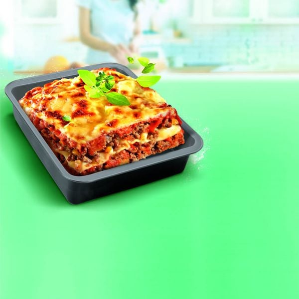 Tavă de copt Tefal Easybake J1744674, 29 x 23 cm, oțel carbon, &icirc;nveliș antiaderent, difuzie optimă a căldurii, gri