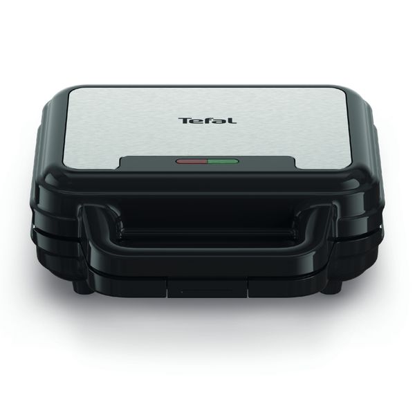 Sandwich maker multifuncțional Tefal UltraCompact 3 &icirc;n 1 SW383D10, 700W, 3 plăci detașabile pentru sandwich-uri, panini și gofre, negru & argintiu