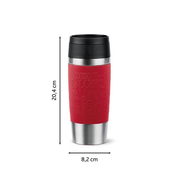 Termos Tefal Travel Mug Classic N2020410, inox, 0.36 L, 100% etanș, functie Quick Press, argintiu & rosu
