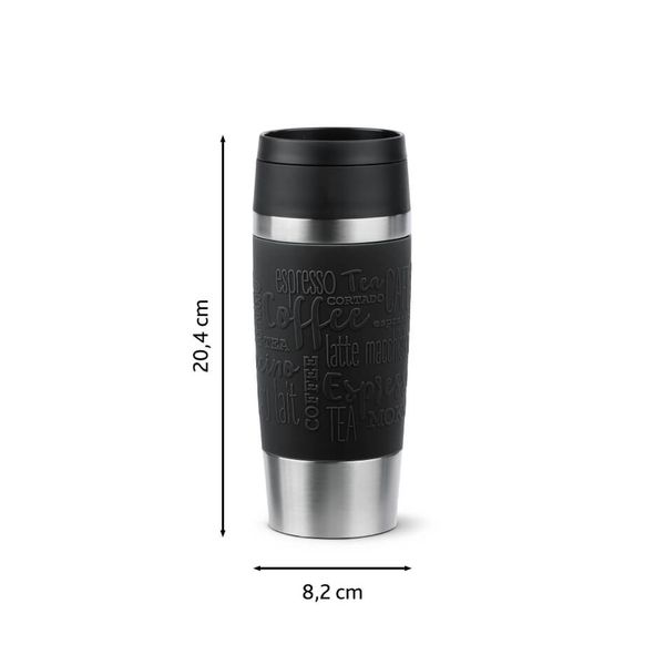 Termos Tefal Travel Mug Classic N2020210, inox, 0.36 L, 100% etanș, functie Quick Press, argintiu & negru