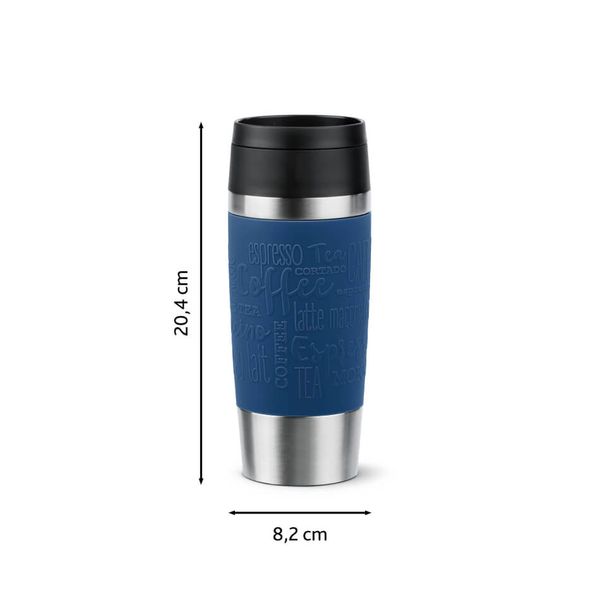 Termos Tefal Travel Mug Classic N2020310, inox, 0.36 L, 100% etanș, functie Quick Press, argintiu & albastru