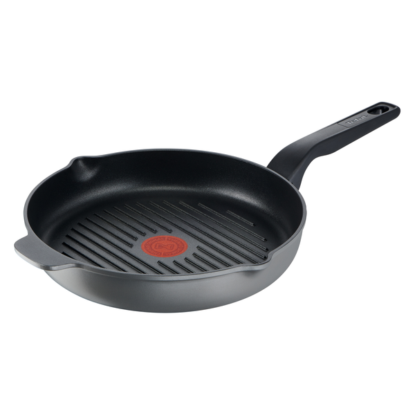 Tigaie grill XL Force C6854055, &icirc;nveliș antiaderent 100% sigur, de lungă durată, Thermo-Signal&trade;, bază Diffusion+, 26 cm, aluminiu, negru