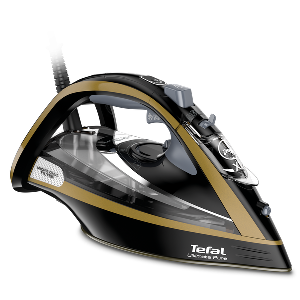Fier de călcat Ultimate Pure FV9865E0, 3000 W, jet de abur 250 g/min, talpă Durilium Airglide Autoclean, colector anti-calcar, filtru micro - calc, rezervor 0.35 L, auriu