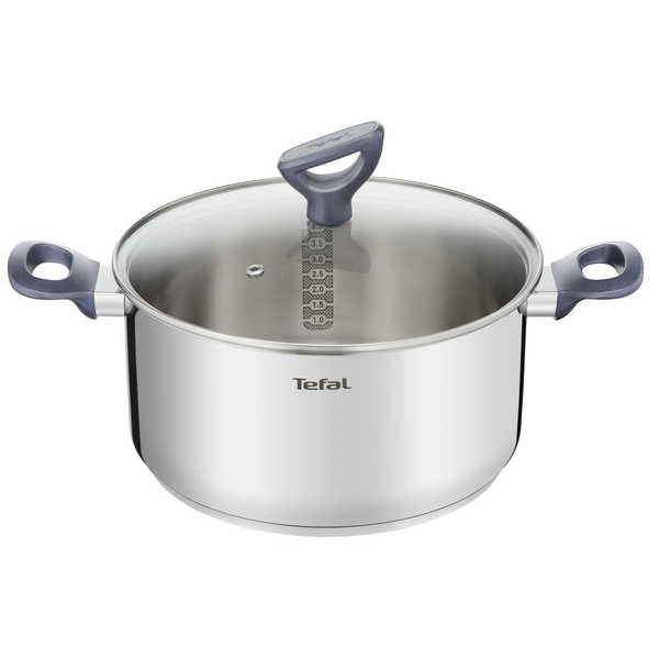 Oală Daily Cook G7124645, capacitate 5 L, gradații, capac sticlă, 24 cm, inox, argintiu