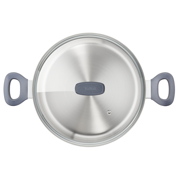 Oală Daily Cook G7124645, capacitate 5 L, gradații, capac sticlă, 24 cm, inox, argintiu
