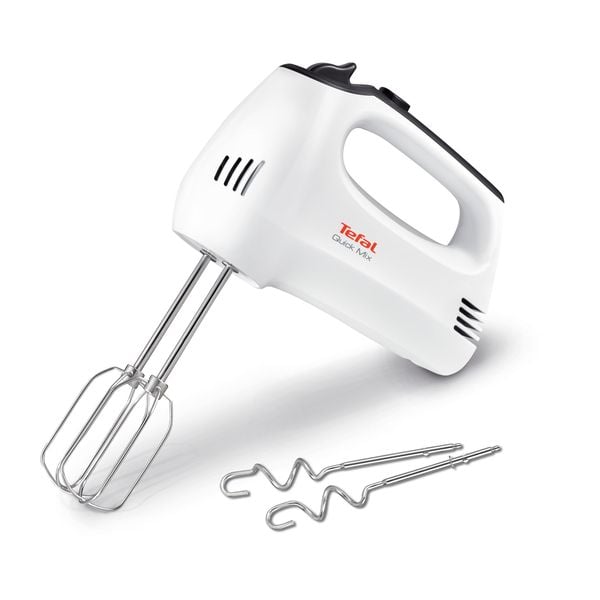 Mixer Quick Mix HT310138, 300 W, 5 trepte de viteză, funcție Turbo, 2 teluri, 2 c&acirc;rlige, alb