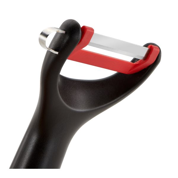 Accesoriu decojire legume și fructe Ingenio K2071814, forma Y, design inovator, plastic, negru Accesoriu decojire legume și fructe Ingenio K2071814, forma Y, design inovator, plastic, negru