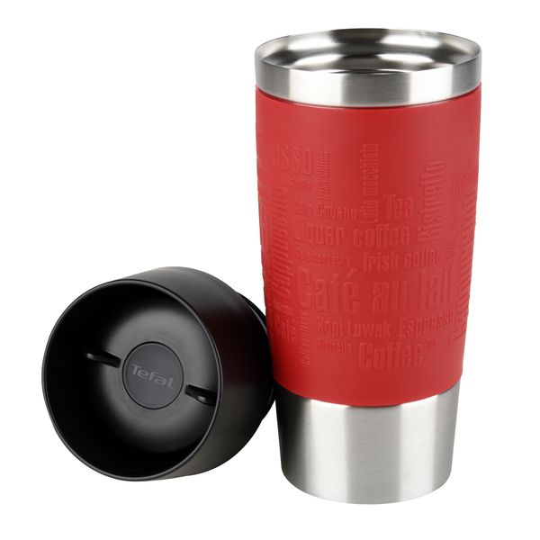 Termos Travel Mug K3084114, înveliș exterior silicon roșu, 0.36 L, inox, roșu Termos Travel Mug K3084114, înveliș exterior silicon roșu, 0.36 L, inox, roșu