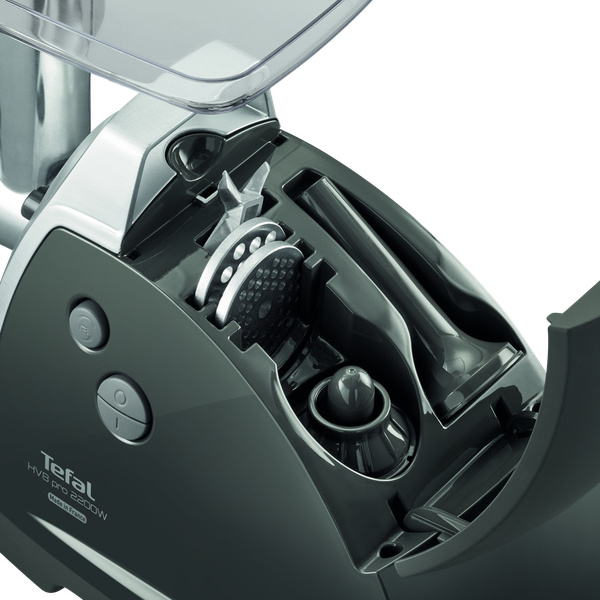 Mașină de tocat carne HV8  Plus 9 &icirc;n 1 NE688837, 2200 W, 3 site inox, 6 accesorii, funcția Reverse, gri