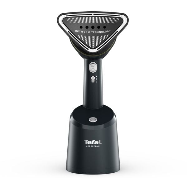 Aparat de călcat vertical cu abur Tefal AeroSteam DT9810F0, 1400W, funcție de aspirare cu 3 niveluri, recipient apă detașabil 100 ml, autonomie 6 minute, 1.4 kg, talpă monotemp, albastru & gri