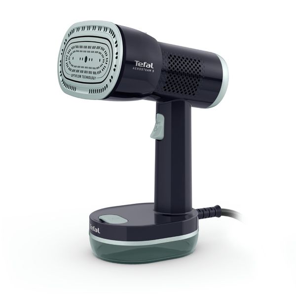 Aparat de calcat vertical cu abur Tefal AeroSteam S DT9314E0, 1300 W, abur variabil 0 - 20 g/min, aspirare 360°, 3 moduri, recipient apa 150 ml, autonomie pana la 12 min, tehnologie OptiFlow, talpa ceramica, negru & verde