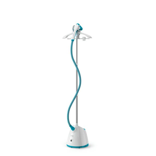 Aparat de călcat vertical cu abur Tefal ProStyle One IT2460E0, 1800 W, abur variabil de p&acirc;nă la 37 g/min, &icirc;ncălzire rapidă &icirc;n numai 45 de secunde, 2 nivele de cantitate, perie pentru țesături și mănușă inclusă, alb /albastru