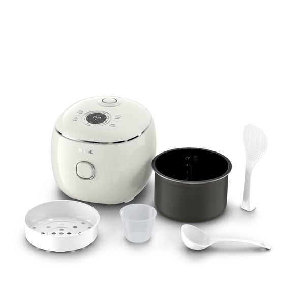 Aparat multifunctional de gatit orez Tefal Pop RK535AE0, 350 W, capacitate 0.7 L, 8 programe, tehnologie digitala, functie mentinere la cald, design compact, alb