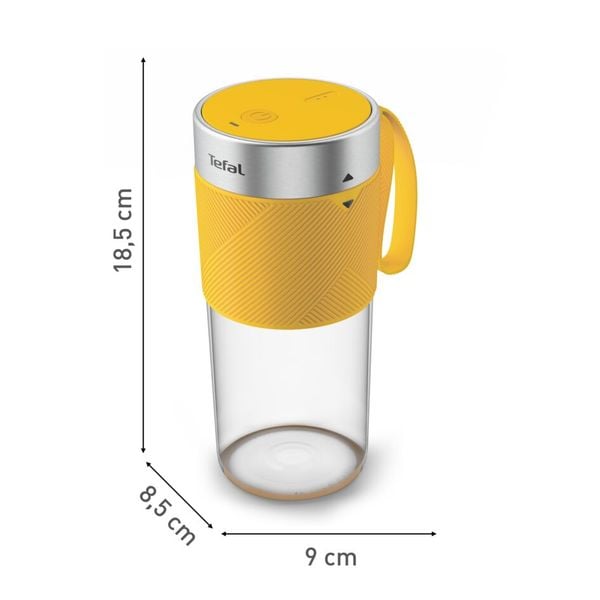 Blender portabil Tefal Lightmix BL1C0230, 300 ml, 2 lame, 20.000 rpm, acumulator 1200 mAh, rezultate &icirc;n 40 secunde, p&acirc;nă la 11 cicluri per &icirc;ncărcare, cablu incarcare inclus, galben