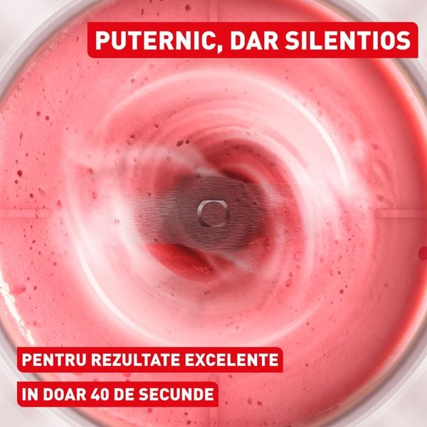 Blender portabil Tefal Lightmix BL1C07F0, 300 ml, 20.000 rpm, 2 lame, acumulator 1200 mAh, pana la 11 cicluri pe incarcare, rezultate in 40 secunde, greutate 510 g, cablu incarcare inclus, roz