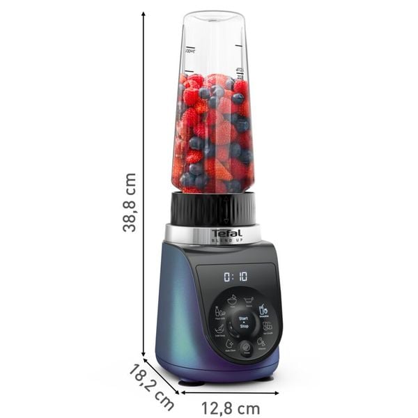 Blender Tefal Blend Up BL19H4F0, 1000W, recipiente portabile de 400 ml / 700 ml, 8 programe automate, 6 lame Powelix detașabile, funcție auto curatare - Pulse - zdrobire gheață, albastru & negru