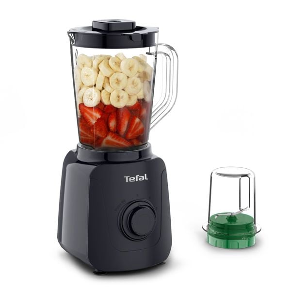 Blender Tefal Blendforce Essential BL4118F0, 450 W, 1 L, 2 trepte viteza, 4 lame inox, tocator inclus, functie zdrobire gheata, negru
